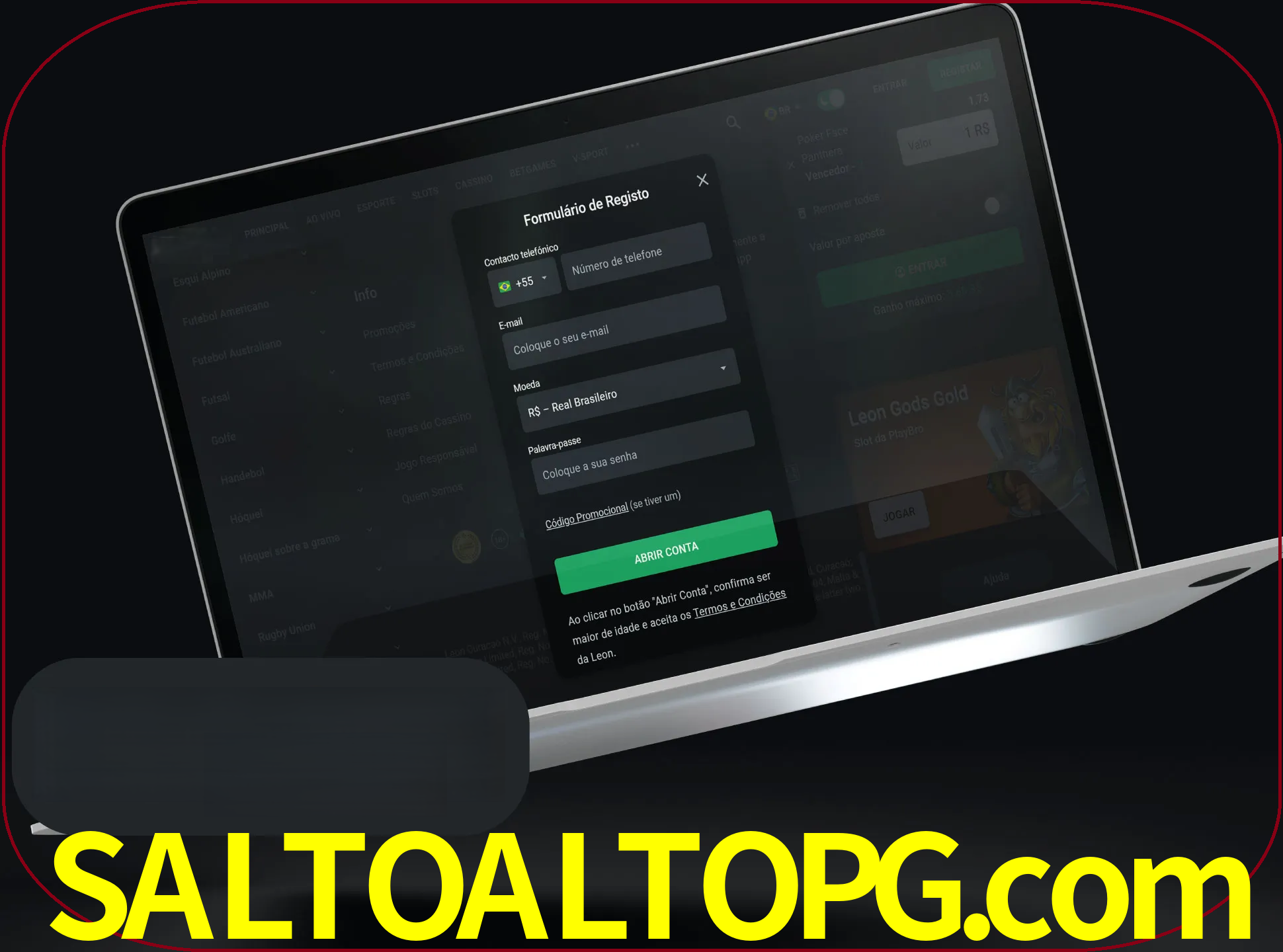 Abra o site da LeonBet e crie sua própria conta.