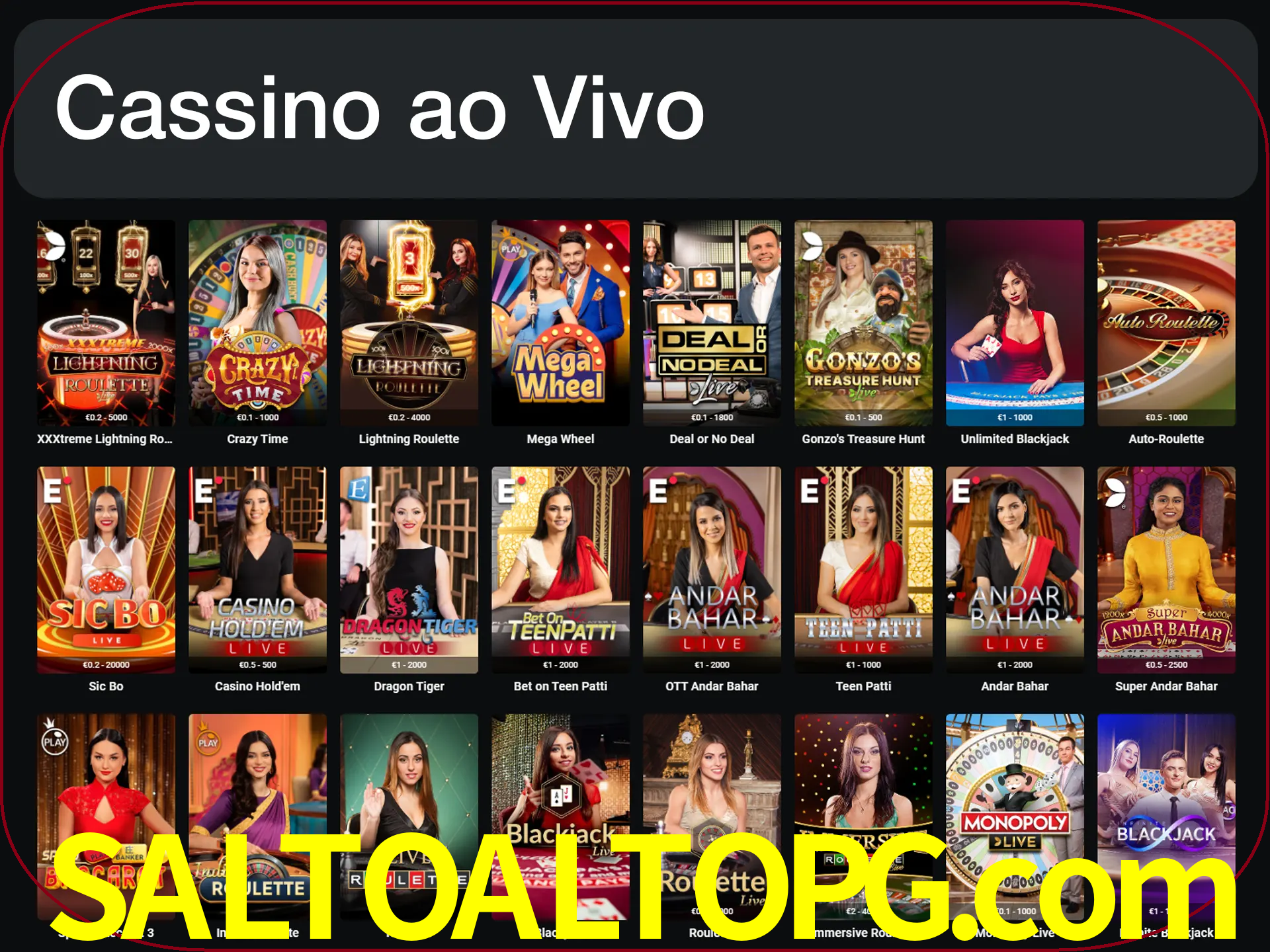 Jogue jogos de cassino com um verdadeiro dealer.