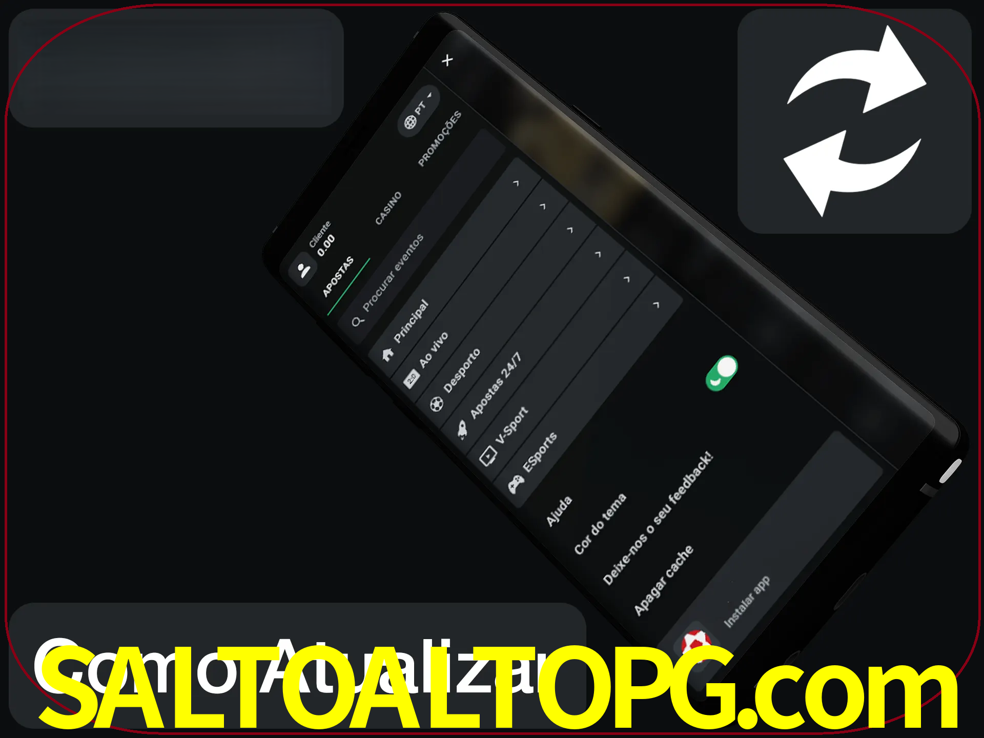 O aplicativo é atualizado automaticamente quando você faz o login.