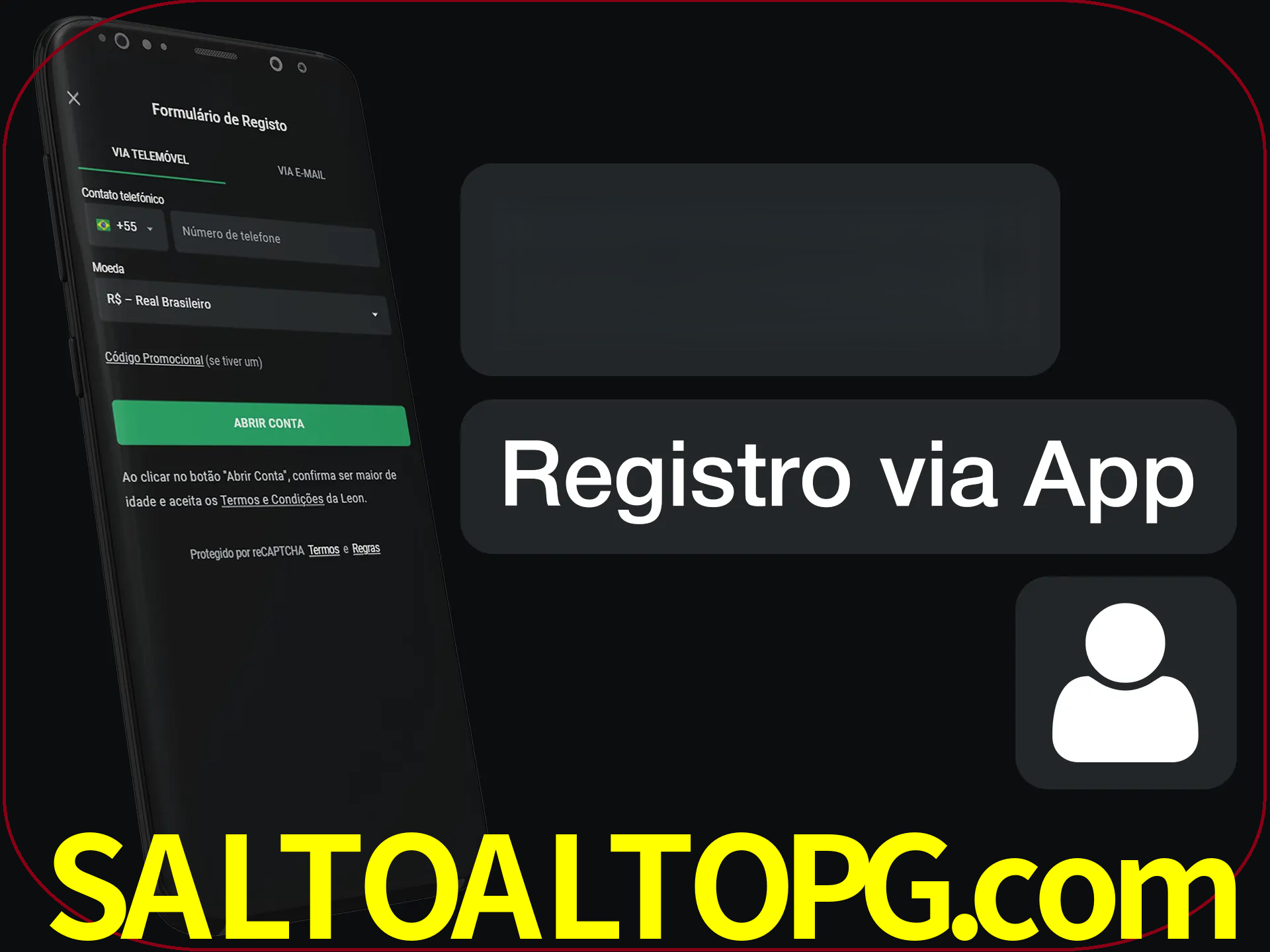 Registre-se com duas etapas usando o aplicativo.