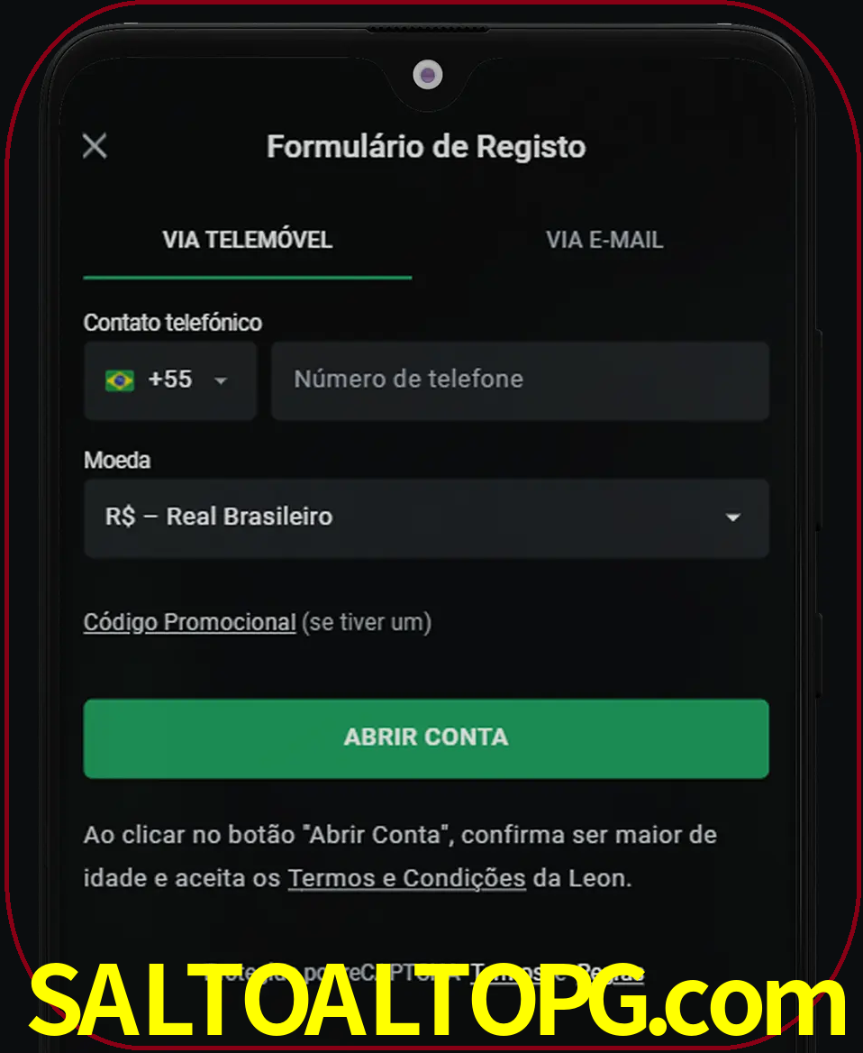 Abra o aplicativo e inicie o processo de registro.