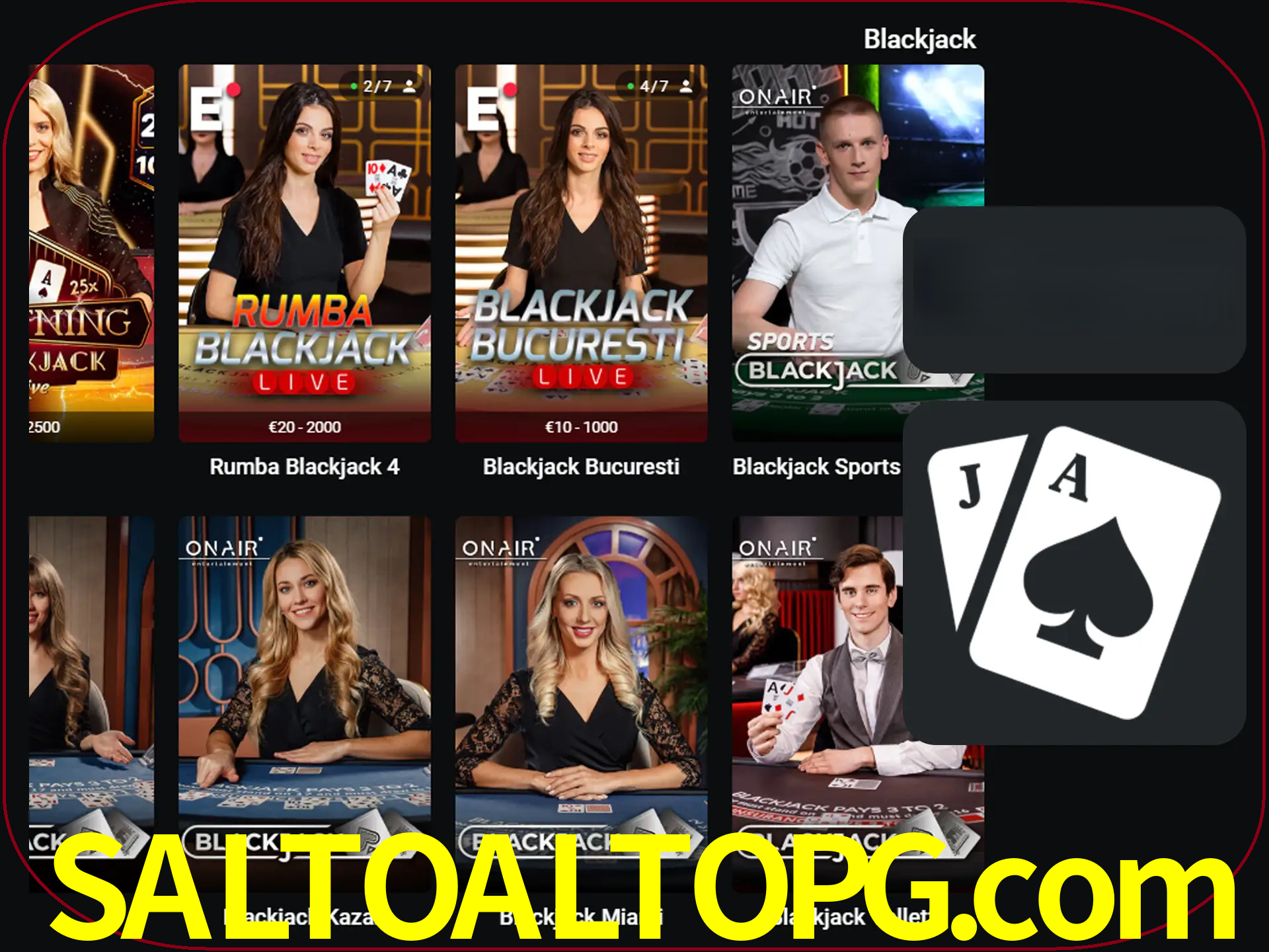 Escolha uma mesa completa de jogadores de blackjack.