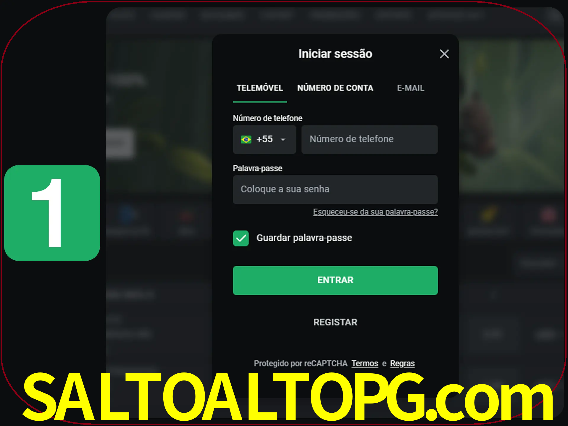 Clique no botão Entrar.